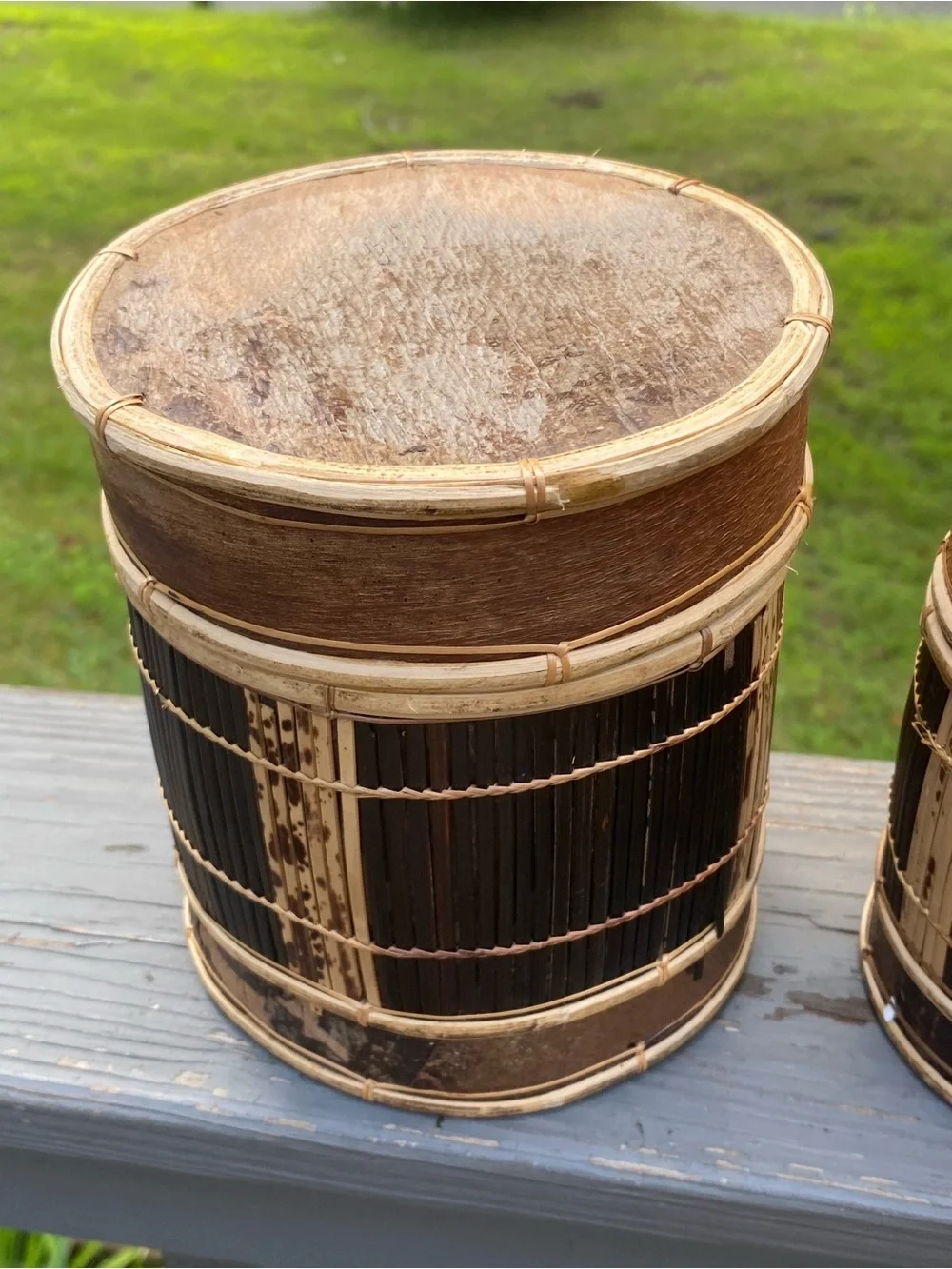 Handcrafted Indonesian Brown Bamboo Storage Canister Set of 3 Bark Box
